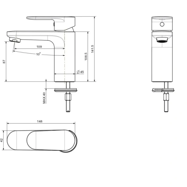 Смеситель для раковины Акватек Ника оружейная сталь AQ1810BGM (детальная фотография), для раковины
