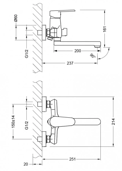 Смеситель для ванны Lemark Point универсальный LM0317C (детальная фотография), для ванны