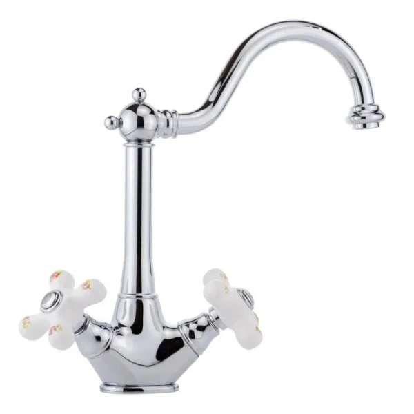 Смеситель для кухни Migliore Provance 182 двухвентильный (детальная фотография), классические, ретро, с элементами керамики, декорированные