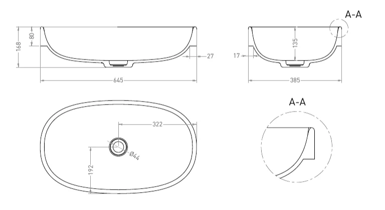 Раковина Salini Greca 65 см белая матовая 1803201M (детальная фотография), современные, hi-tech