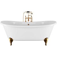 Ванна чугунная Devon & Devon Admiral 182х81 см без отверстий под смеситель, ножки латунь полированная
