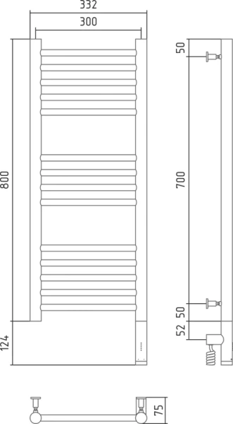 Полотенцесушитель электрический Сунержа Богема 3.0 30х80 см правый белый матовый 30-5805-8030 (детальная фотография), лесенка, вертикальные, узкие