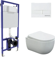 Унитаз с инсталляцией BERGES Novum кнопка белая
