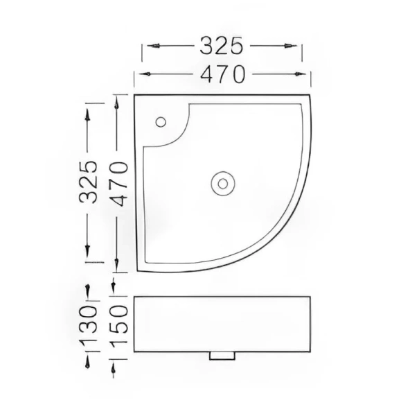 Раковина Акватек 32.5 см угловая AQ5166A-00 (детальная фотография), современные, hi-tech