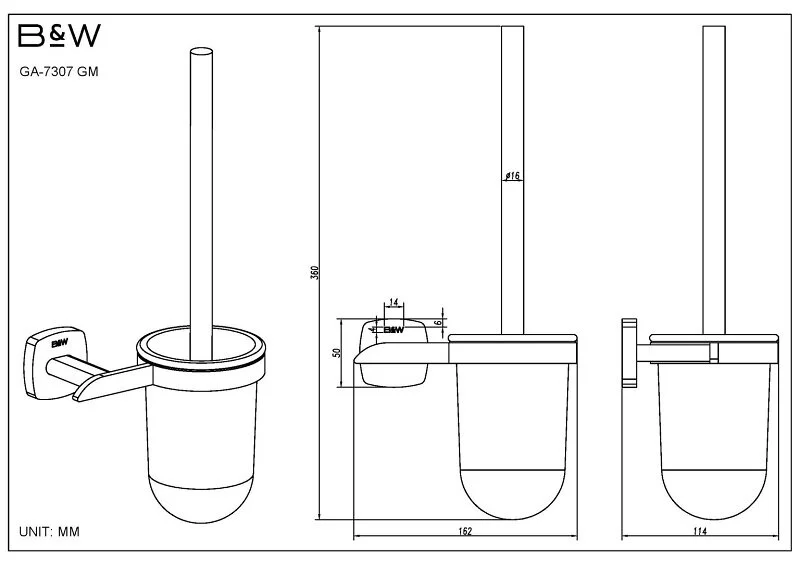 Набор аксессуаров для ванной Black&White Gravity оружейная сталь 7820GM (детальная фотография), комбинированные, другие index_1