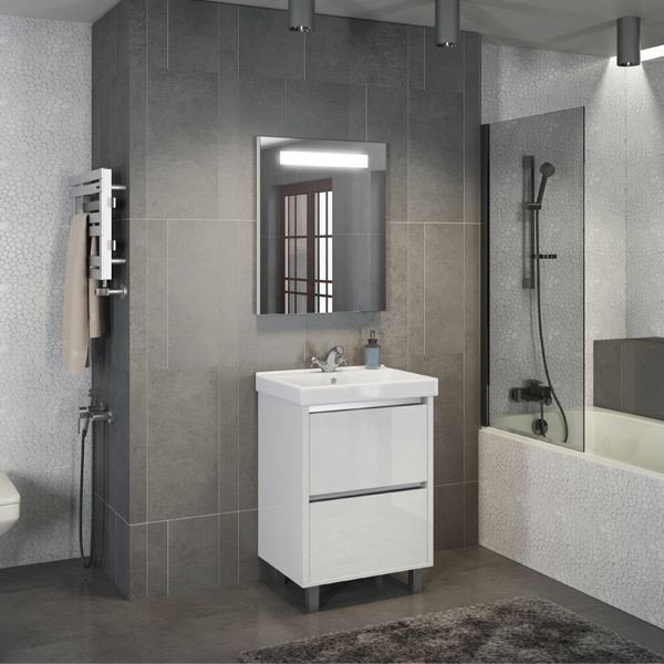 Тумба с раковиной напольная Comforty Дублин 60 см белый глянец 00004137134CF (детальная фотография), в наличии