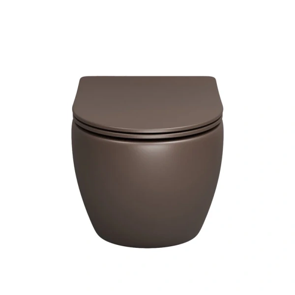 Унитаз подвесной Grossman Color коричневый матовый GR-4455BRMS (детальная фотография), без бачка, со скрытым бачком