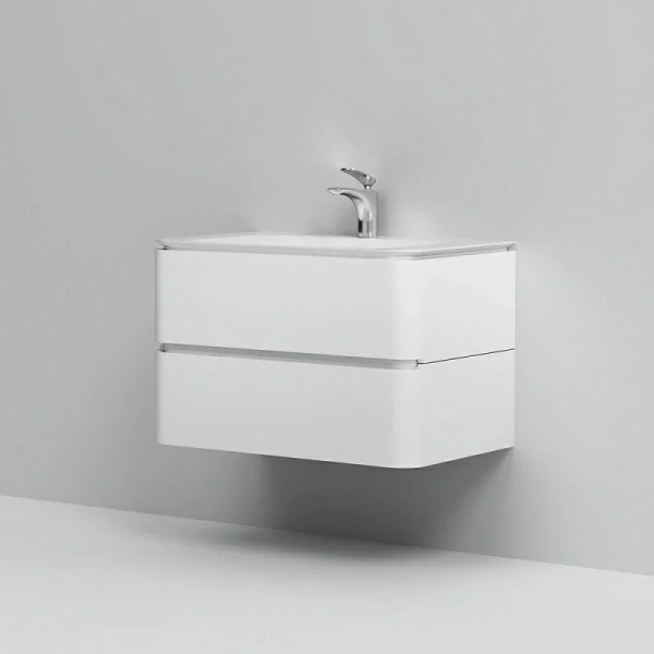 Тумба под раковину подвесная Am.Pm Sensation 80 см белый лак M30FHX0802WG (детальная фотография), комплект (набор)