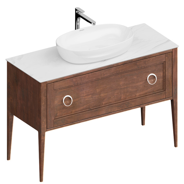 Тумба под раковину напольная Kerama Marazzi Plaza Classic 120 см орех матовый PL.CN.120.1+1\NUT.M (детальная фотография), напольная, пристенная