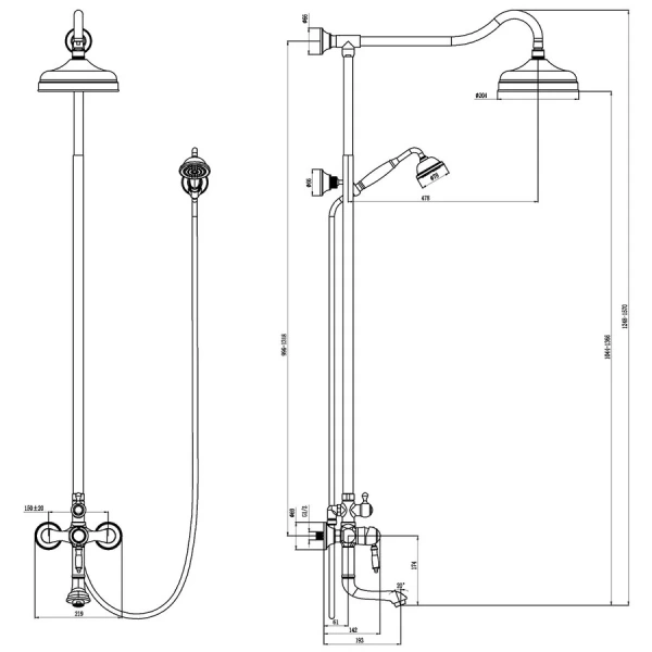 Душевая стойка, бронза Lemark Villa LM4862B (детальная фотография), современные, hi-tech