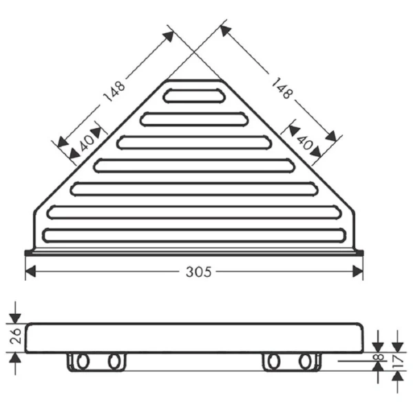 Решетка для ванной Hansgrohe AddStoris полированное золото 41741990 (детальная фотография), современные, hi-tech