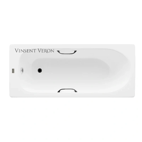 Чугунная ванна Vinsent Veron Soissons VCN1707042H/VH0012BL, 170 x 70 см, ручки черные матовые, цвет белый (детальная фотография)