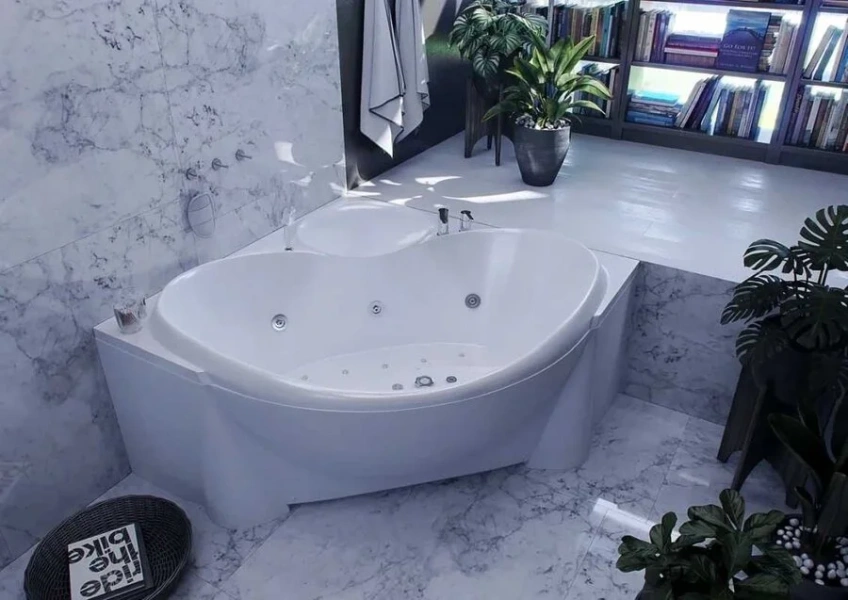 Ванна акриловая Акватек Эпсилон 150x150 см с фронтальным экраном и вклеенным каркасом EPS150-0000066 (детальная фотография), современныe, hi-tech