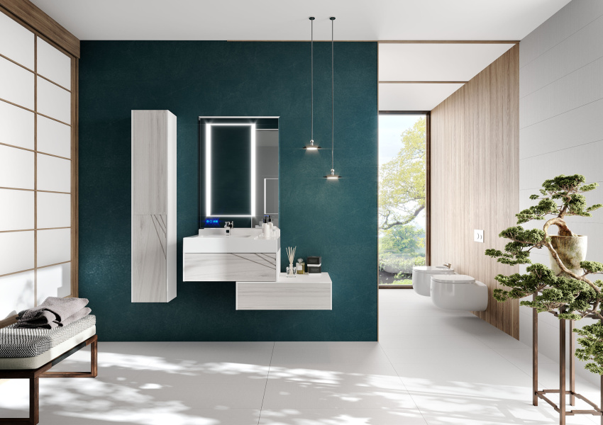 Тумба под раковину подвесная Акватон Сакура 80 см ольха наварра/белый глянец 1A236401SKW80 (детальная фотография), моноблок