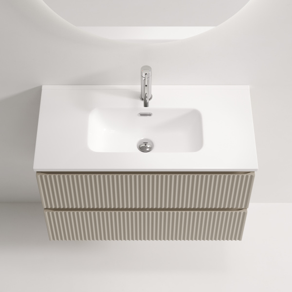 Тумба под раковину подвесная Sancos Snob R 80 см beige soft SNR80/39CE (детальная фотография), моноблок