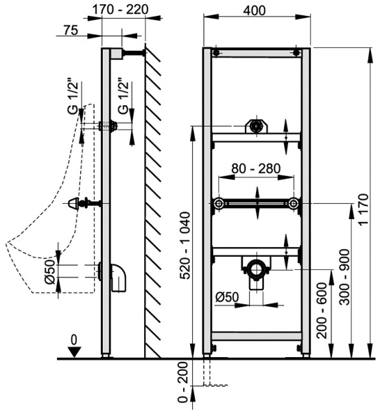 схема (детальная фотография), для писсуара
