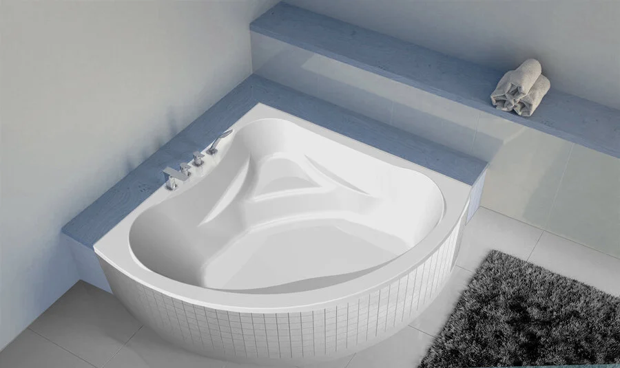 Акриловая ванна C-Bath Aurora CBS001002 130 х 130 см, белая (детальная фотография), акриловые