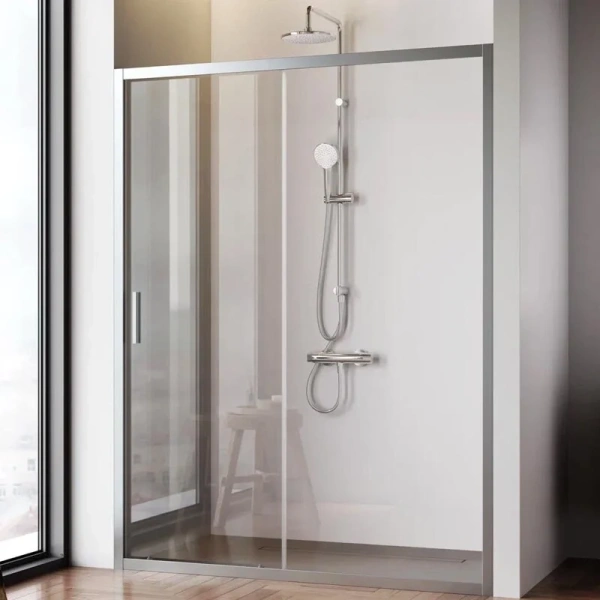 Душевая дверь в нишу AM.PM Gem Solo 150 см профиль хром стекло прозрачное W90G-150-1-195MT (детальная фотография), прозрачные