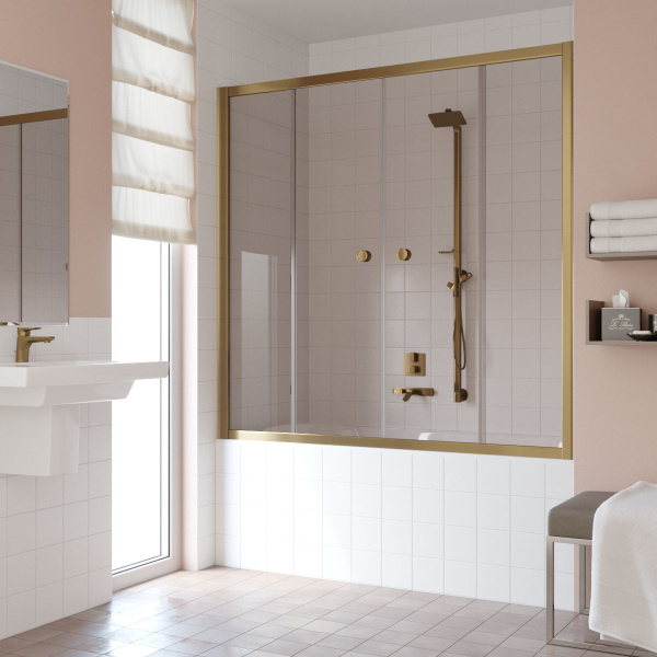 Душевая шторка на ванную профиль бронза стекло бронза Vegas-glass Z2V 180 05 05 (детальная фотография)