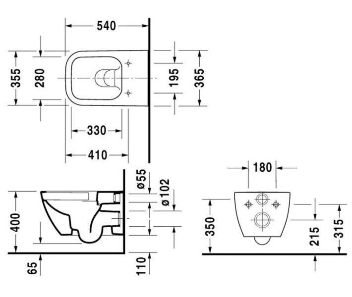 Унитаз подвесной Duravit Happy D.2 белый 2222090000 (детальная фотография), без бачка, со скрытым бачком