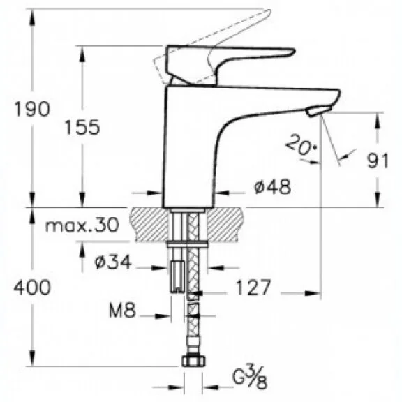 Смеситель для раковины VitrA X-Line A42321EXP (детальная фотография), для раковины