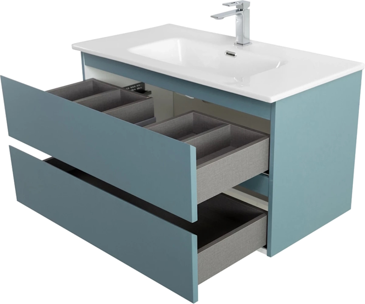 Тумба под раковину подвесная BelBagno Kraft 80 см голубой матовый KRAFT-800-2C-SO-AO (детальная фотография), окрашенные