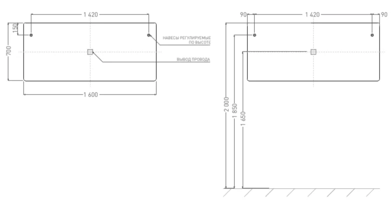 Зеркало с подсветкой Salini Ombra 160 см с комплектом креплений 27M021670BH (детальная фотография), по запросу