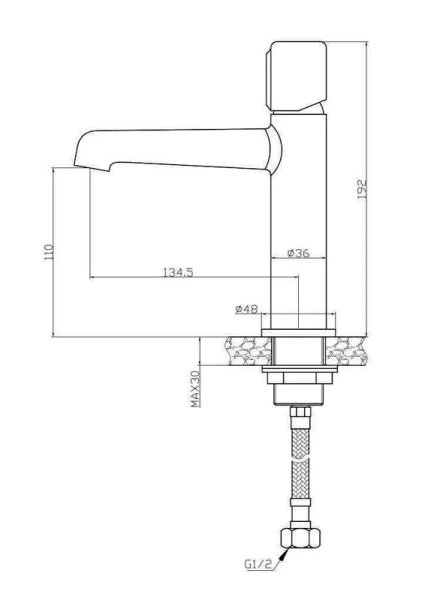 Смеситель для раковины BelBagno Uno с донным клапаном, золото UNO-LVM-ORO (детальная фотография), для раковины