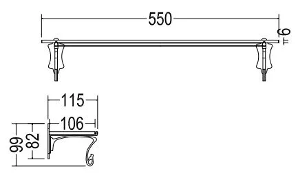 Полка для ванной Devon&Devon Mayfair DD106 (детальная фотография), хром, золото