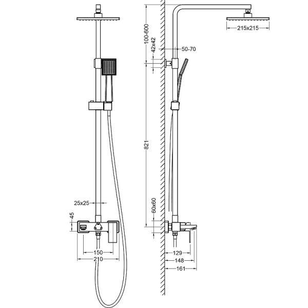 Душевая стойка Timo Selene золото SX-1030/17 (детальная фотография), современные, hi-tech