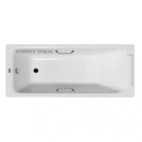 Чугунная ванна Vinsent Veron Italon VIT1707045H/VH0012CH-AS, 170 x 70 см, с антискользящим покрытием, ручки хром, цвет белый (детальная фотография)