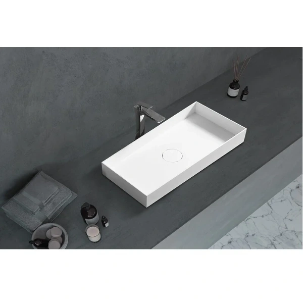 Раковина Abber Stein 80 см белая матовая AS2622 (детальная фотография), белые