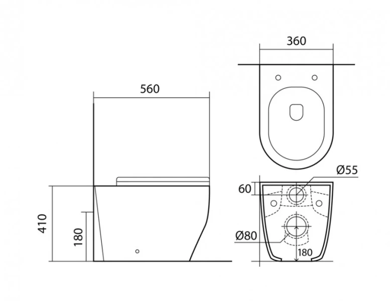 Унитаз напольный Акватек Европа безободковый AQ1902-00 (детальная фотография), современные, hi-tech