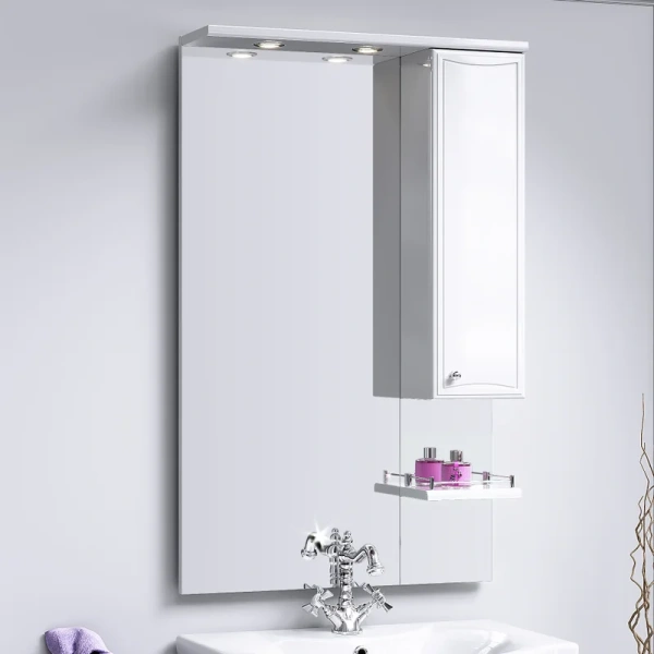 Зеркало с подсветкой Aqwella Барселона 60 см со шкафчиком Ba.02.06 (детальная фотография)