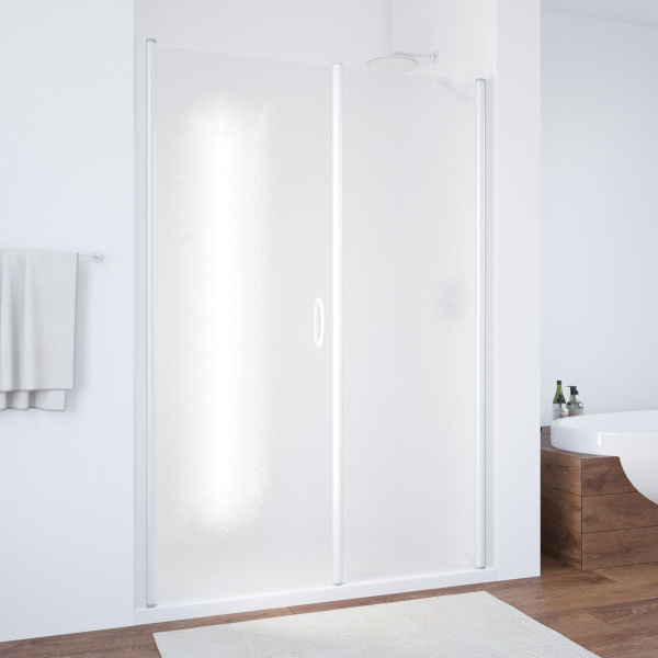 Душевая дверь профиль белый стекло шиншилла Vegas-glass EP-F-2 160 01 02 L (детальная фотография)