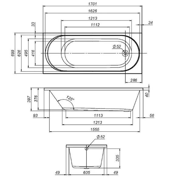 Ванна акриловая Am.Pm X-Joy 170x70 белая W94A-170-070W-A1 (детальная фотография), акриловые
