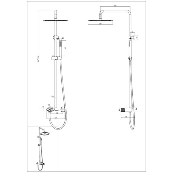 Душевая стойка Boheme Stick золото матовое 128-MG.2 (детальная фотография), современные, hi-tech