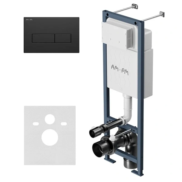 Инсталляция для унитаза Am.Pm ErgoFit клавиша черная матовая, кнопки прямоугольные I012711.0338 (детальная фотография)
