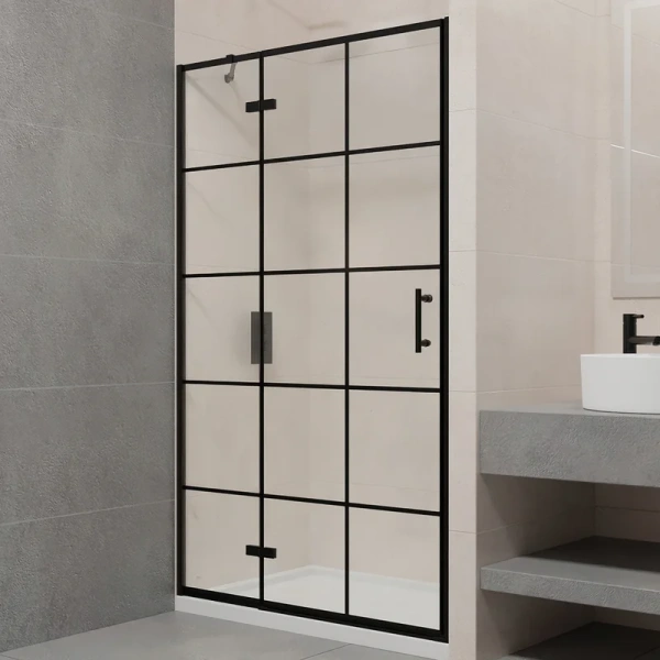 Душевая дверь в нишу RGW Passage PA-07B L 140 см профиль черный стекло прозрачное 41080714-84L (детальная фотография)