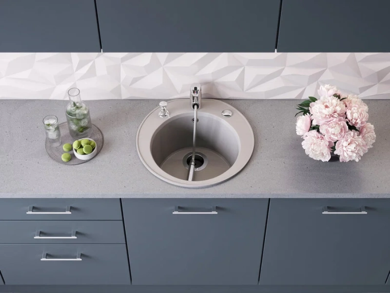 Мойка для кухни Omoikiri Miya 50R-GR 50 см Leningrad Grey 4993582 (детальная фотография), округлой формы