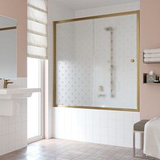 Душевая шторка на ванную профиль бронза стекло флёр-де-лис Vegas-glass