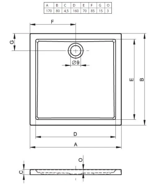 Душевой поддон акриловый Riho Zurich 246 170x80 см (детальная фотография), низкие до 15 см