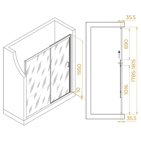 Душевая дверь в нишу RGW Passage PA-017B 180 см профиль черный, стекло прозрачное 350801718-14 (детальная фотография), современные, hi-tech