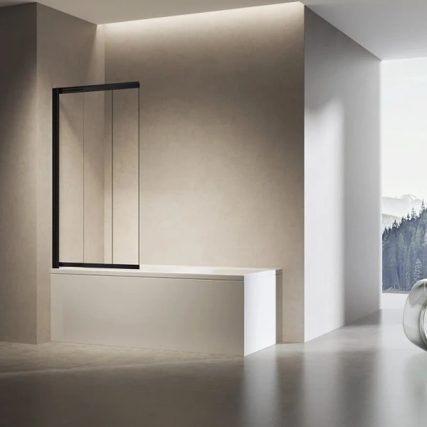 Шторка для ванны Vincea 90x140 см профиль черный правая VSB-6E900CLB-R (детальная фотография)