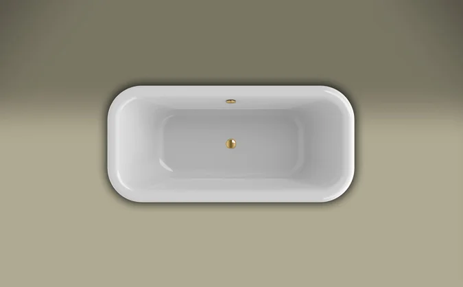 Ванна акриловая Knief Retro 0100-090-14oro 180 х 85 см с акриловым плинтусом, слив в цвете золото (детальная фотография), современныe, hi-tech