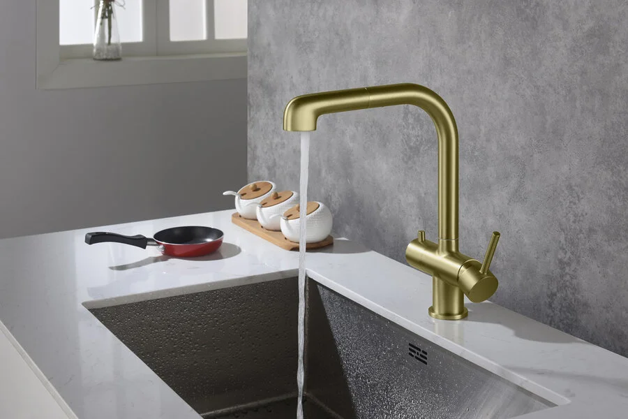 Смеситель для питьевой воды Timo Saona золото матовое 2346/17FL (детальная фотография), современные, hi-tech