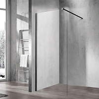 Душевая перегородка Vincea Walk-in 80 см черная стекло прозрачное