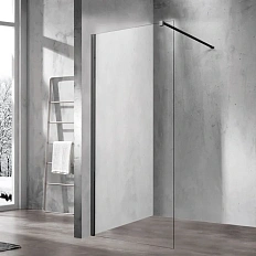 Душевая перегородка Vincea Walk-in 80 см черная стекло прозрачное