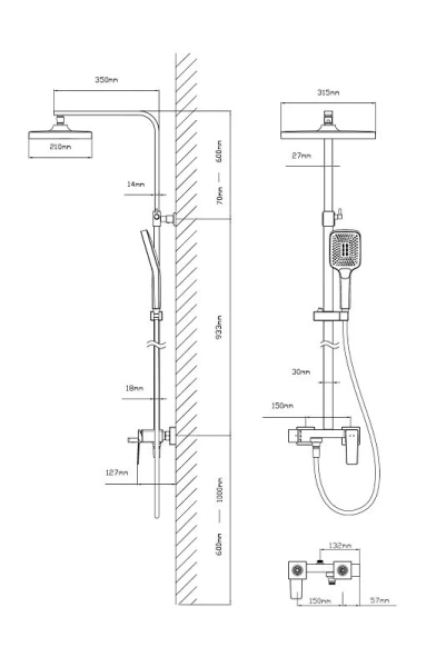 Душевая стойка Vincea Cube хром VSFS-4C12CH (детальная фотография), современные, hi-tech