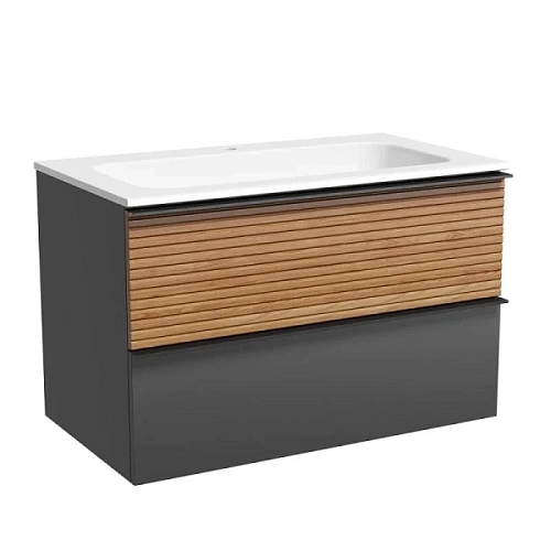 Тумба под раковину подвесная Sancos Delta 80 см дуб красный/графит - фото 10